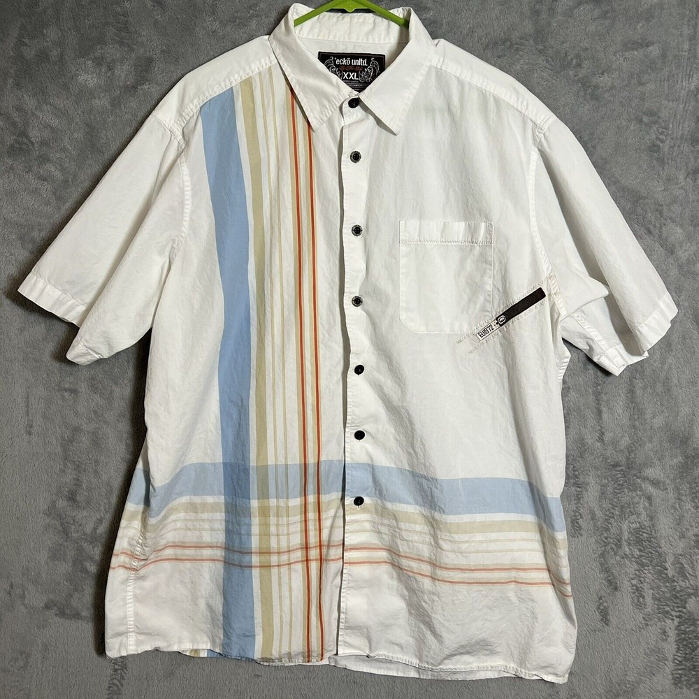 Ecko Unlimited Men's Size 2XL Short‎ Sleeve Casual Button Down Print